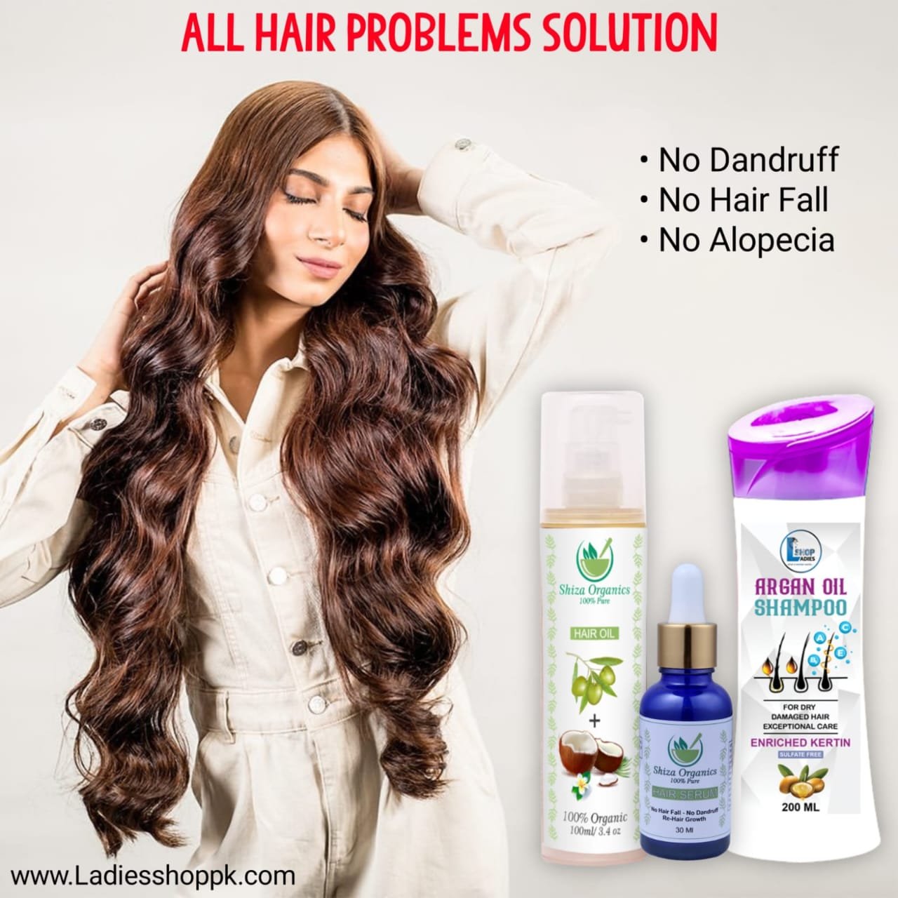 Hair oil + Hair serum + Keratin Organ Shampoo Deal 3 in 1 ( Enough For 3 Month Use )