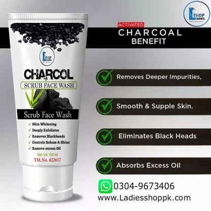 Charcol Face Wash by Ladiesshoppk - Best for Normal to Oily Skin 100ml