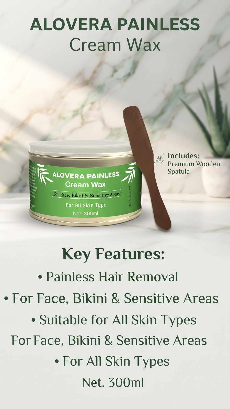 Alovera Creamy Painless Wax 300ml