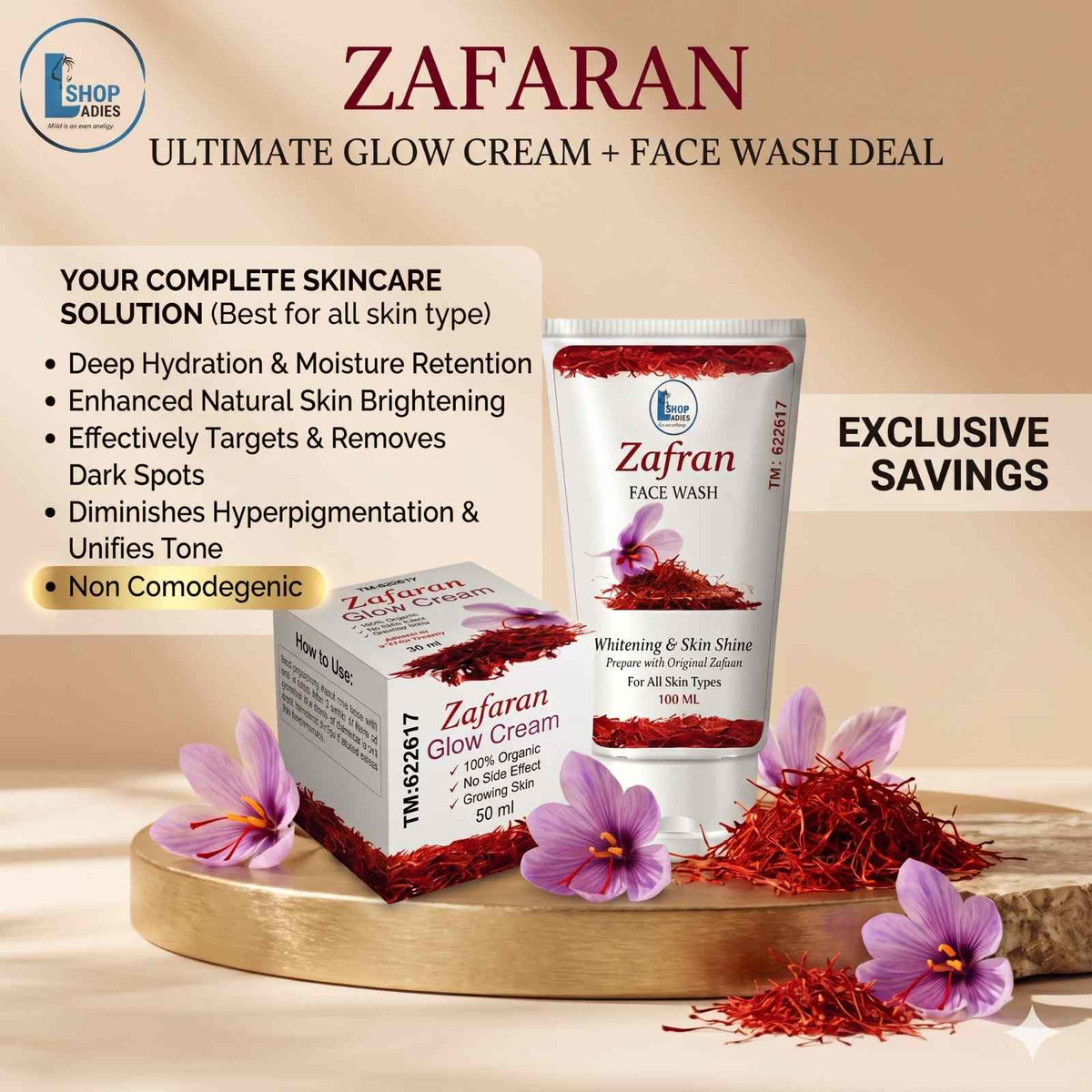 Zafran Face Glow Cream + Zafran Face Wash (Combo Deal)